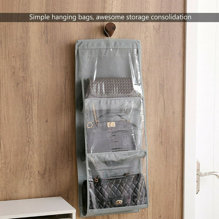 6 Pocket Purse Handbag Storage Bag Holder Closet Organizer Rack Hook Hanger 